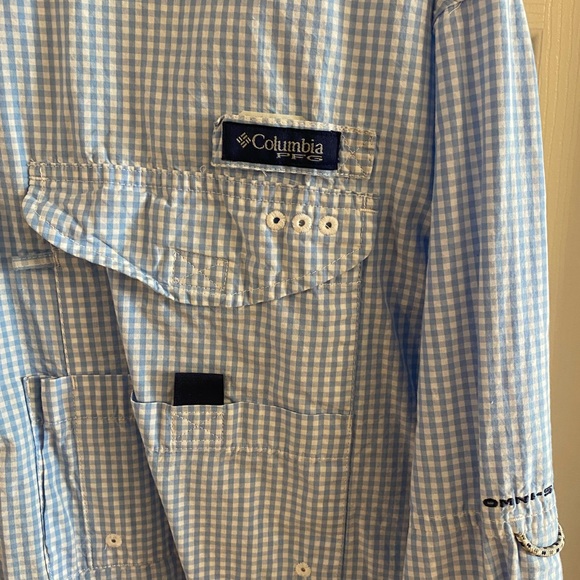 3XLT 3XT- COLUMBIA -Blue Check  Long Sleeve - SUPER BONEHEAD Omni-Shade - NWOT - Picture 2 of 9